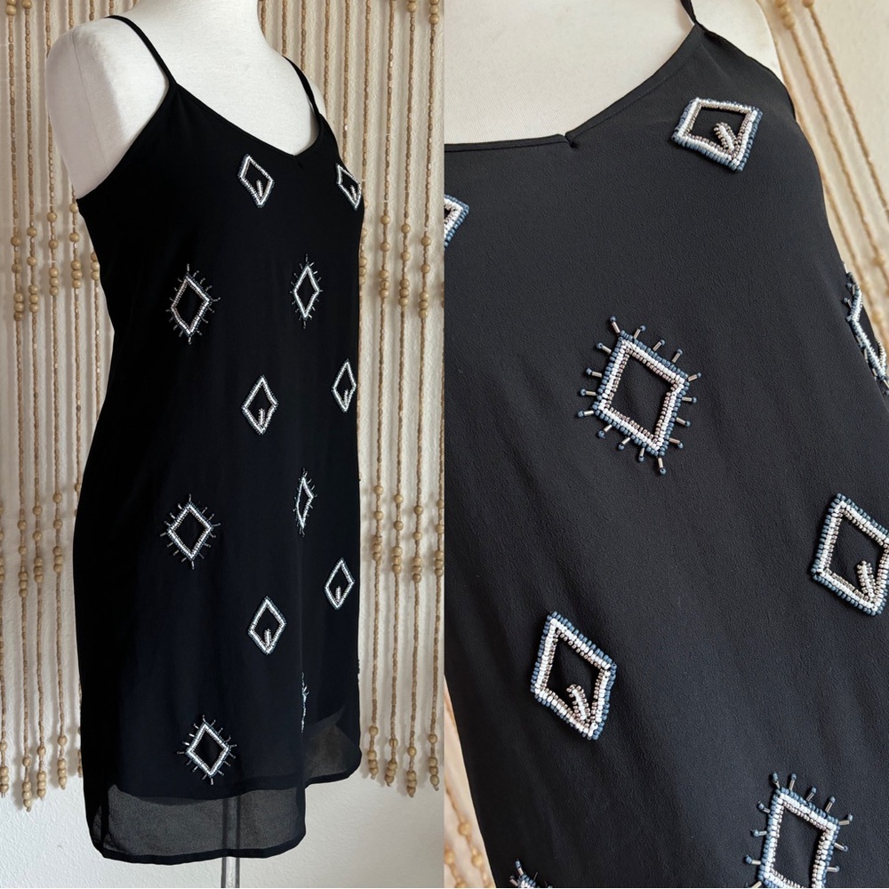 NWOT Geometric Beaded Embellished Boho Festival Summer Sleeveless Tank Dress - Picture 2 of 6